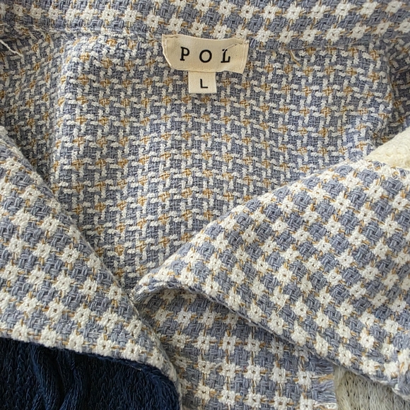 POL Blue and Cream Checkered Utility Jacket - Picture 3 of 3